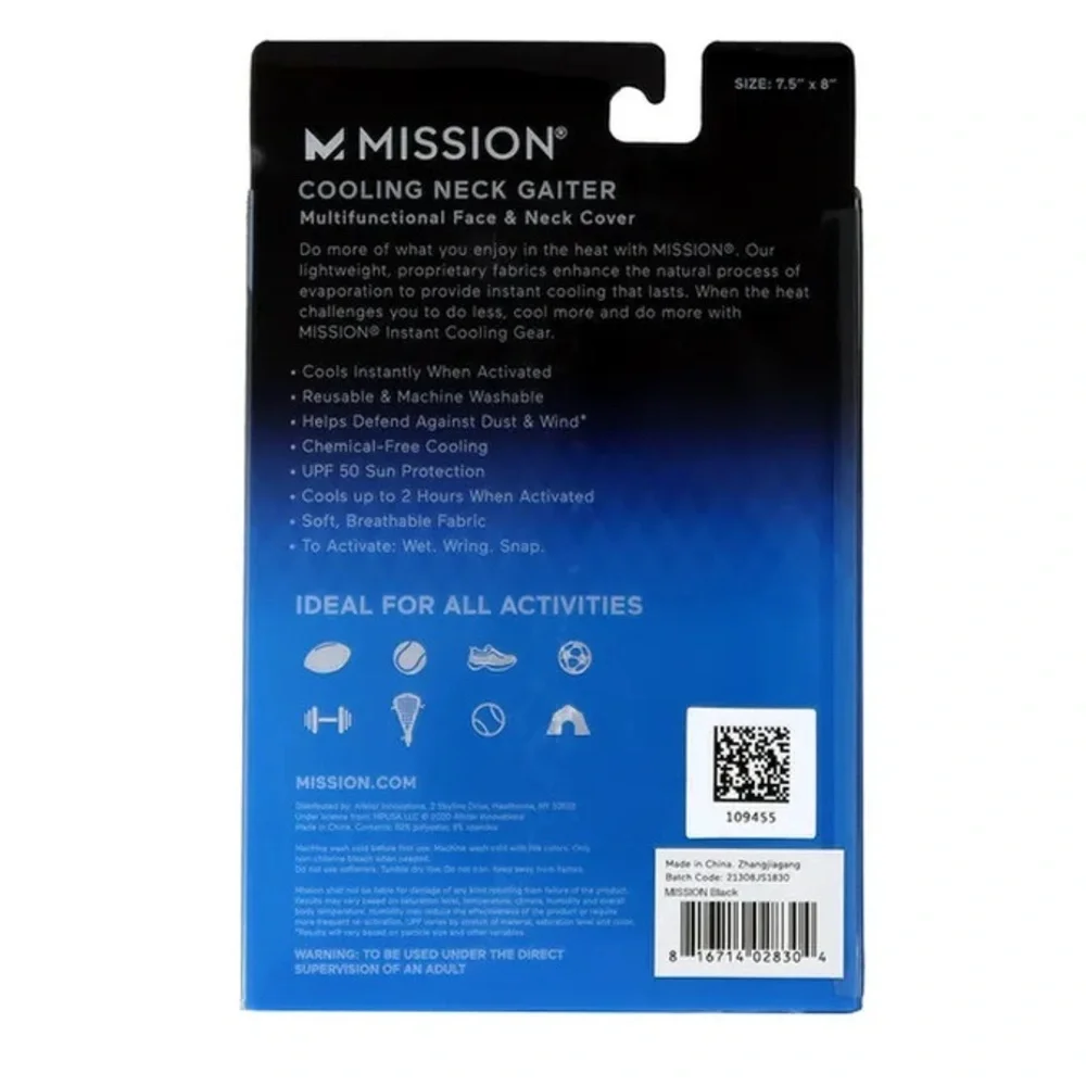 Mission Unisex Kids Youth Cooling Neck Gaiter - Black